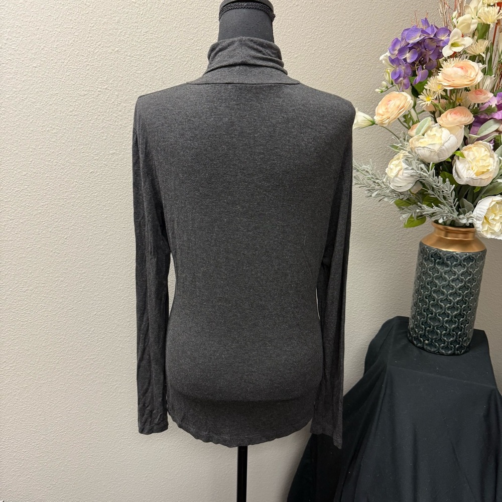 Spense Charcoal Gray Long Sleeve Keyhole Mock Neck Top | Women’s Size M - Picture 4 of 7